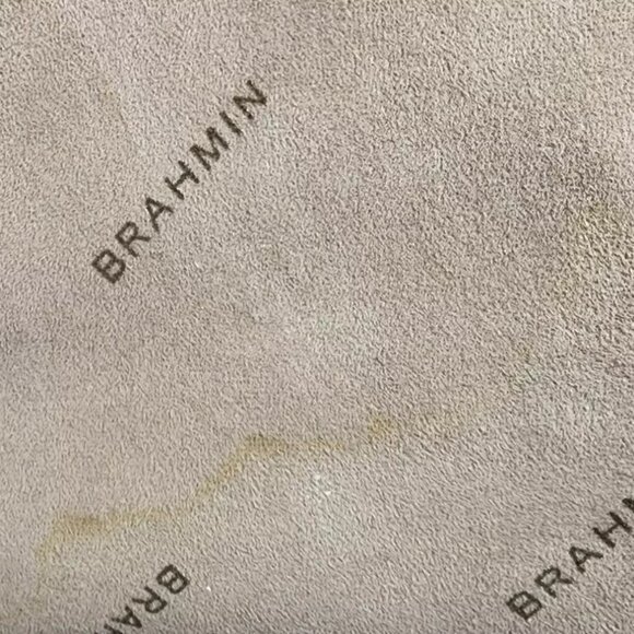 Brahmin Louise Rose Embossed Snakeskin Leather Satchel Handbag Brown Trim Strap - Picture 14 of 16